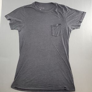 Hurley Shirt Women's Small Gray Tee, Pocket Patch Logo Short Sleeve